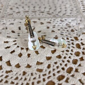 Vintage Pair Mother of Pearl Violin Brooches